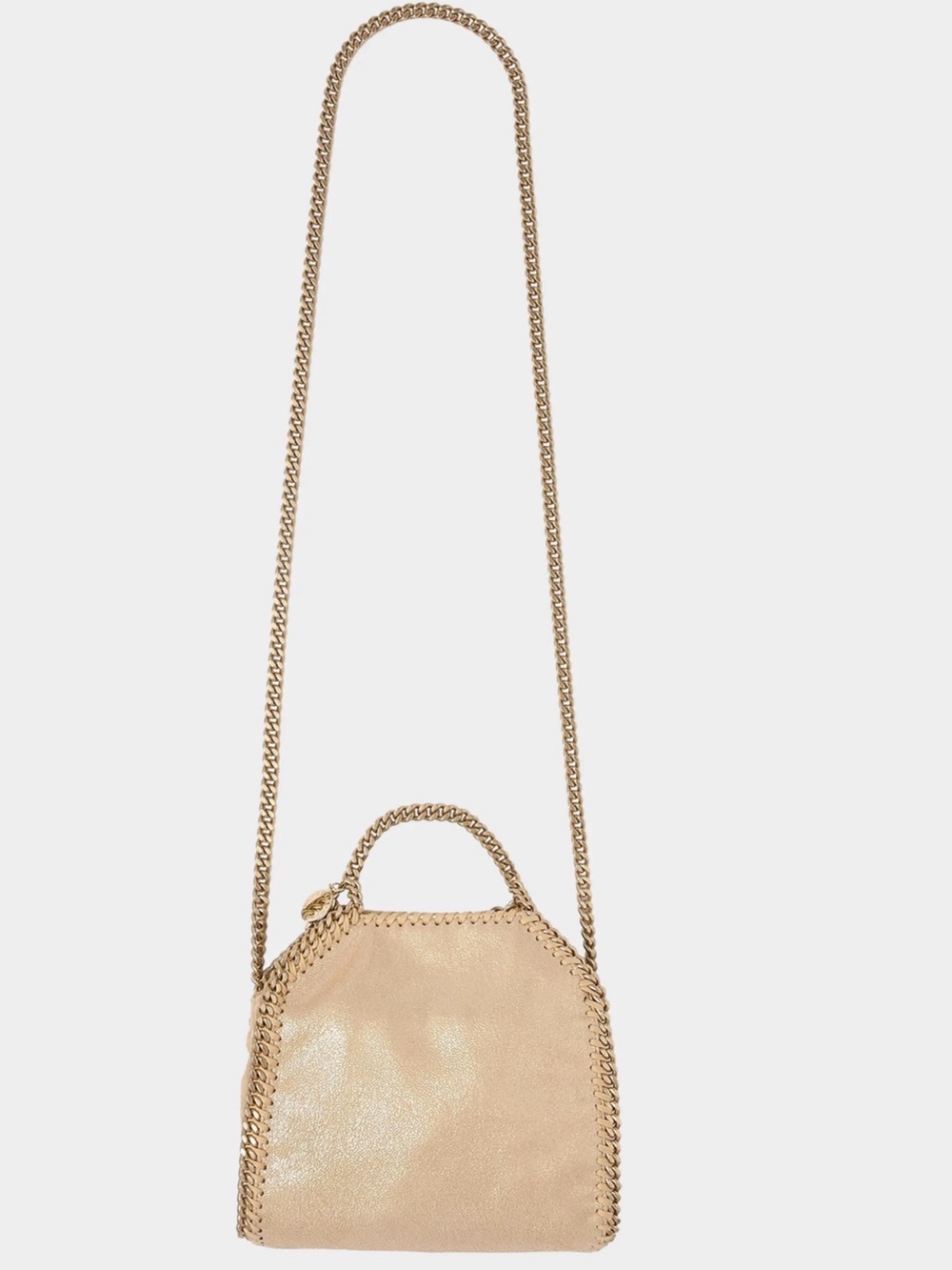 Stella McCartney Inspo Metallic Cream Chain-Trim Mini Crossbody Bag